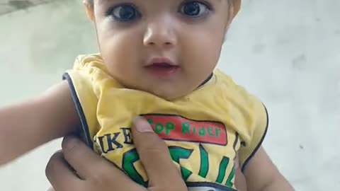 Cute baby trying to speaking.