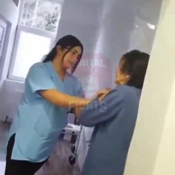 Nurse slaps and attacks old woman at nursing home while others film and laugh.