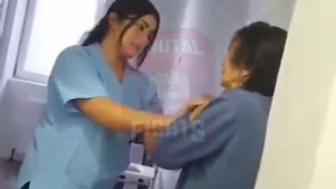 Nurse slaps and attacks old woman at nursing home while others film and laugh.