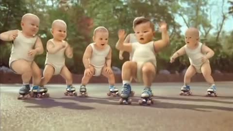 Laughing cartoon baby dance