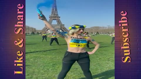 Topless feminists showing support for Ukraine