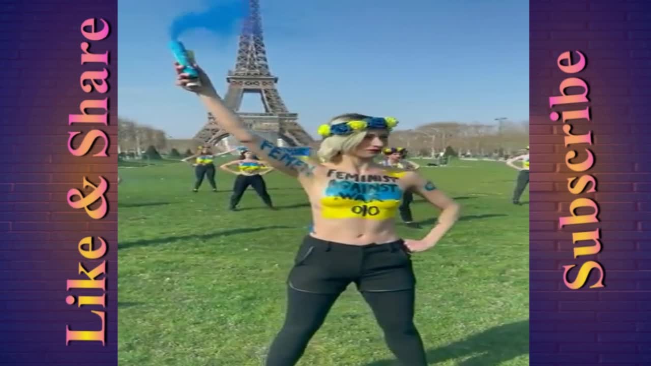 Topless feminists showing support for Ukraine