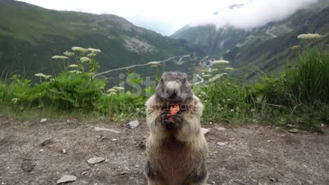 Squirrel eats carrots