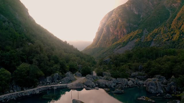 Drone Footage of Area Between Mountains