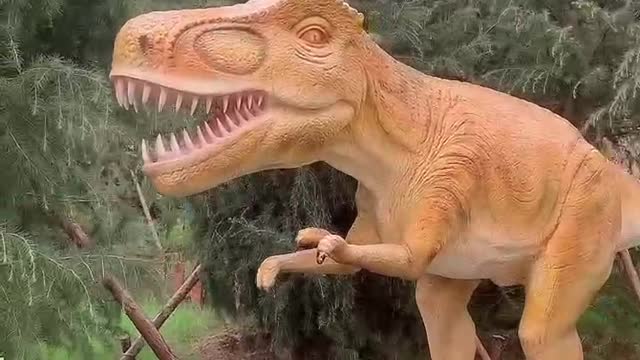Encountered a very large dinosaur statue
