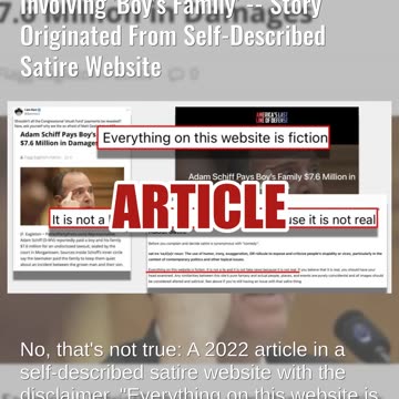 Fact Check: Rep. Schiff Did NOT Pay $7.6 Million For 'Incident' Involving 'Boy's Family' -- Satire