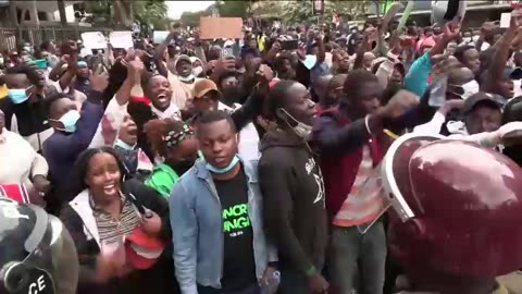 Police fire water cannons and tear gas at Kenyans.