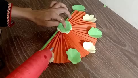 How to make paper decoration fan ! Paper craft idea