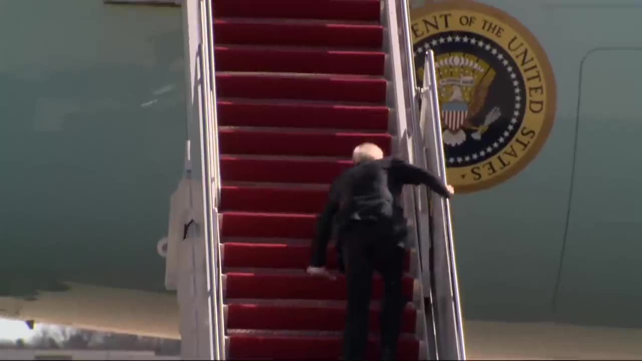 President Biden falls on Air Force One stairs