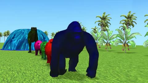 Paint and animals gorilla, zombie T-Rex - Tiger, Lion, Brown Bear_Cut