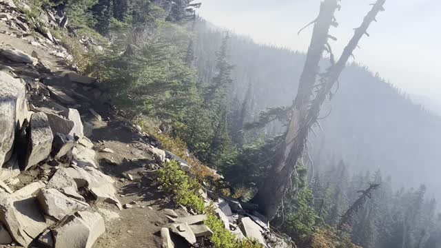 Rocky Alpine Trail with Expansive Forest Basin Views – Three Fingered Jack Loop – 4K