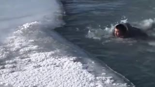 Frigid Fall Into Freezing Water