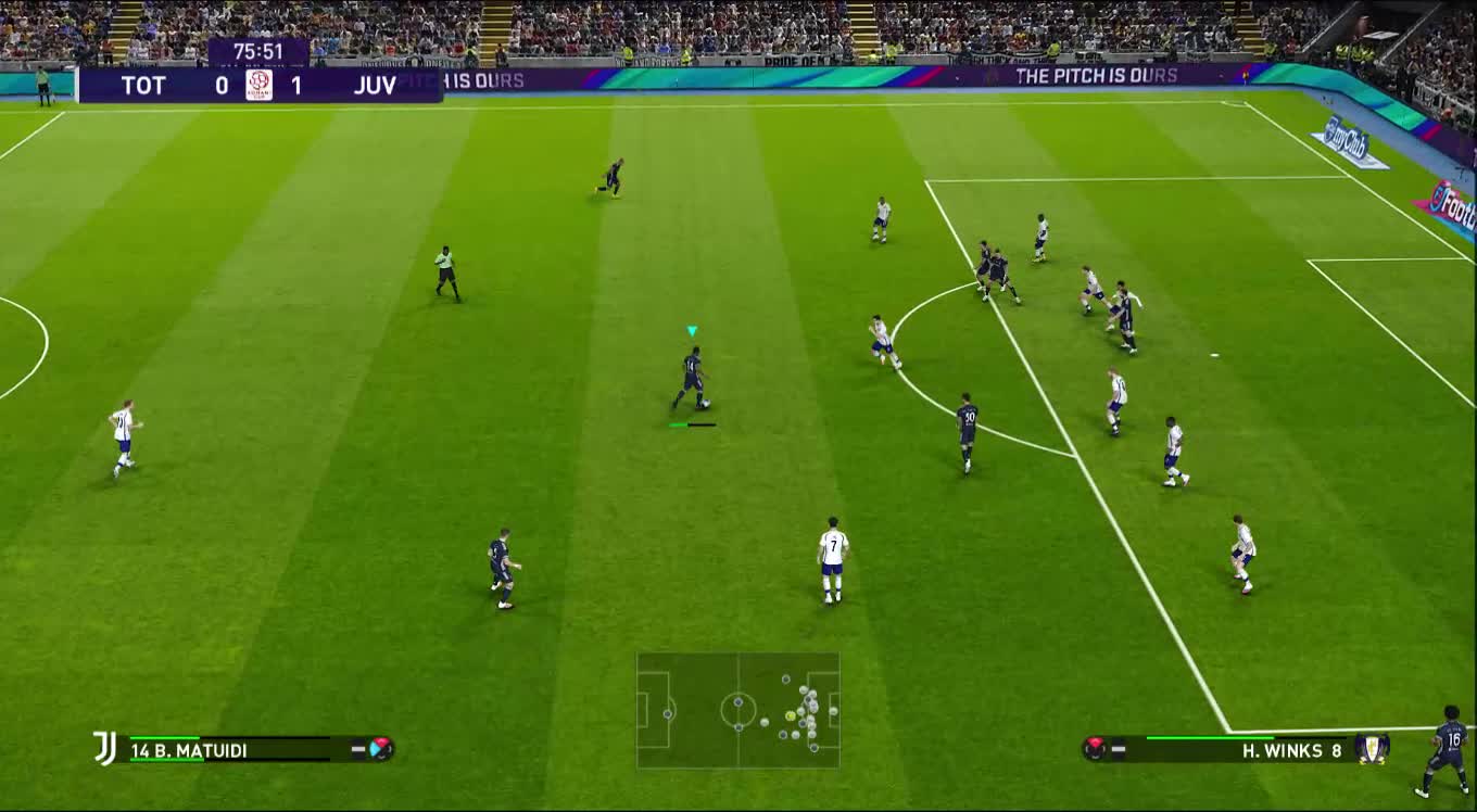 Champions League Juventus 1 - Totenham Hotspurs 0 - Ronaldo Goal Pro Evolution Soccer Game-Play