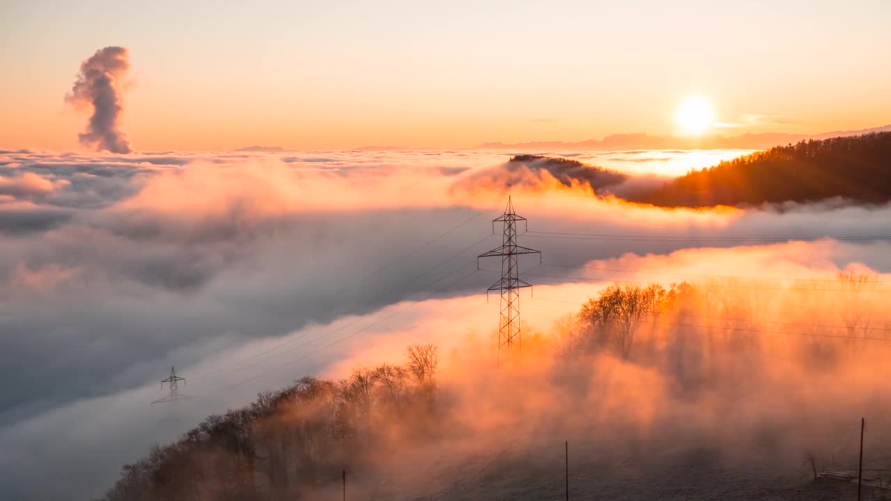 sunrise fog sea of fog