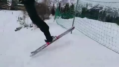 Guy Jumps Right Into A Net On His Skis