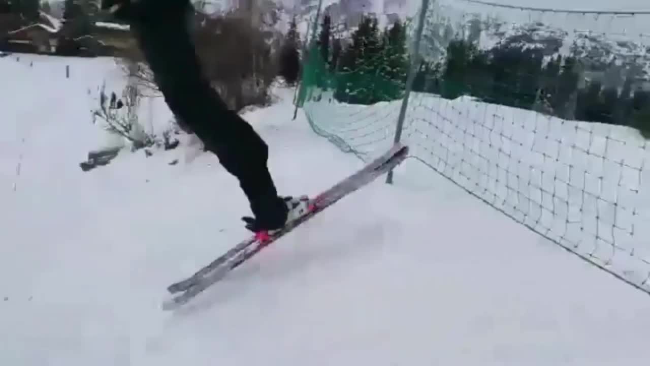 Guy Jumps Right Into A Net On His Skis