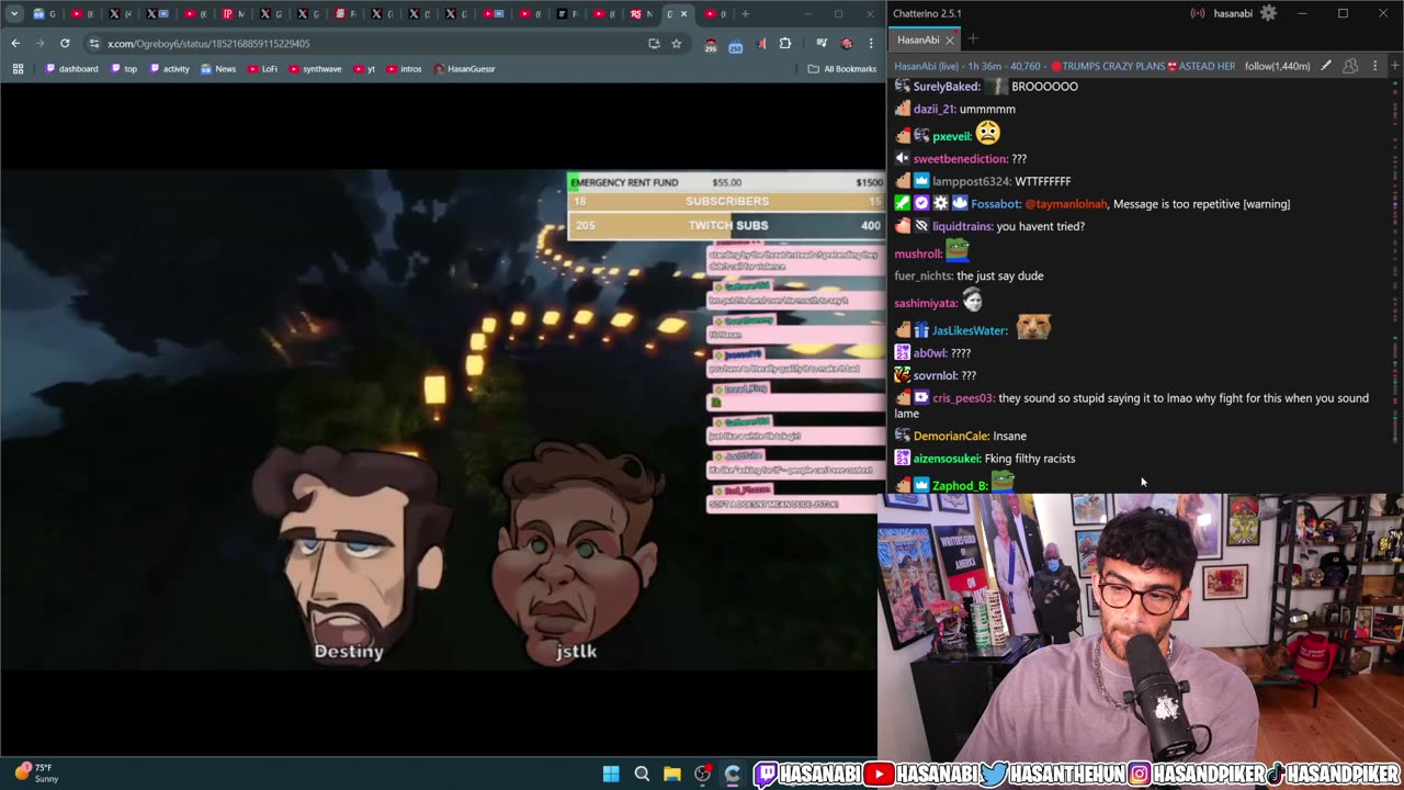 01h23m20s to 02h05m00s hasanabi 8 Nov 2024