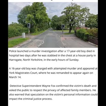 17 Year Old Boy Dies In Hospital Two Days After Being Stabbed In Chest At Harrogate House Party