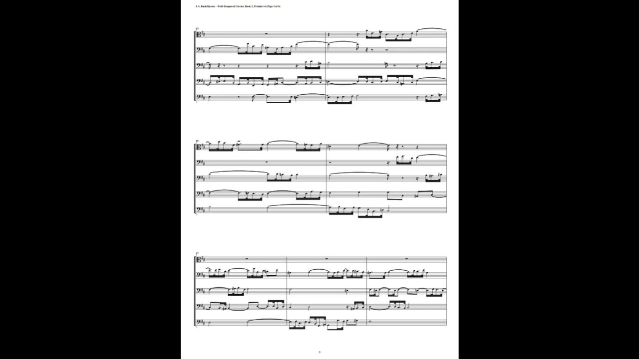 J.S. Bach - Well-Tempered Clavier: Part 2 - Prelude 16 (Trombone Quintet)