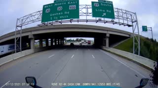 Car Spins Out Inches From Semi Truck