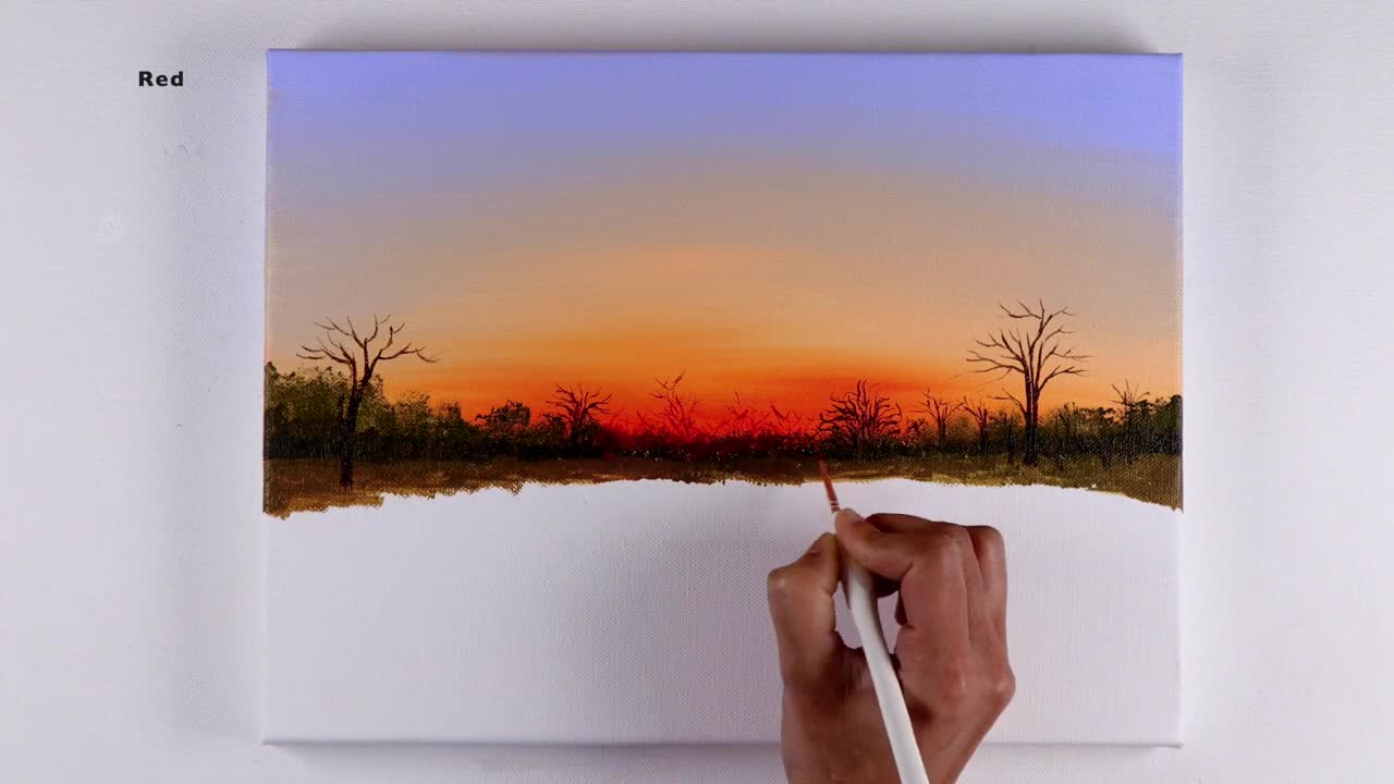 Sunset Painting | Sunset Landscape Painting | Sunset on the Lake Acrylic Painting