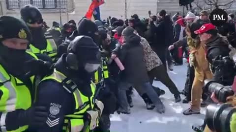 Police and freedom protestors clash