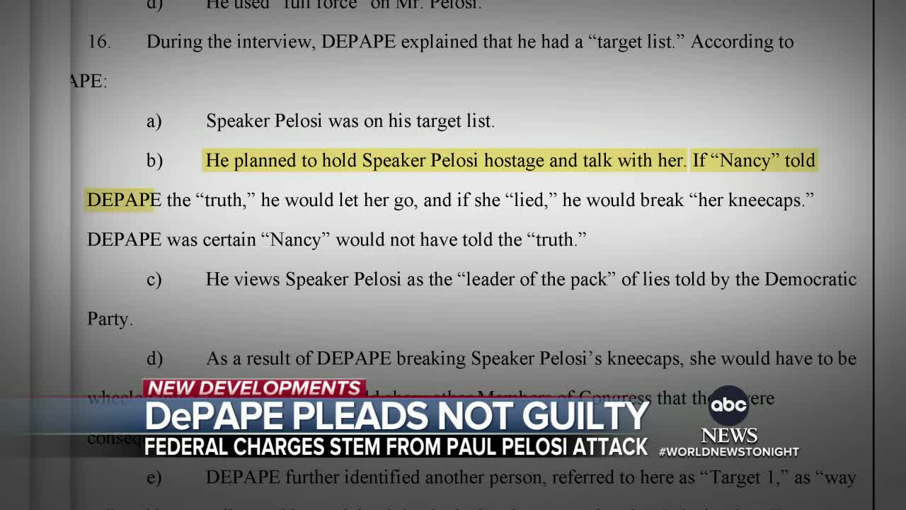 Pelosi attacker pleads not guilty to federal charges