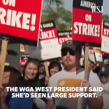 Actors in Los Angeles and New York showed their support for the writers union