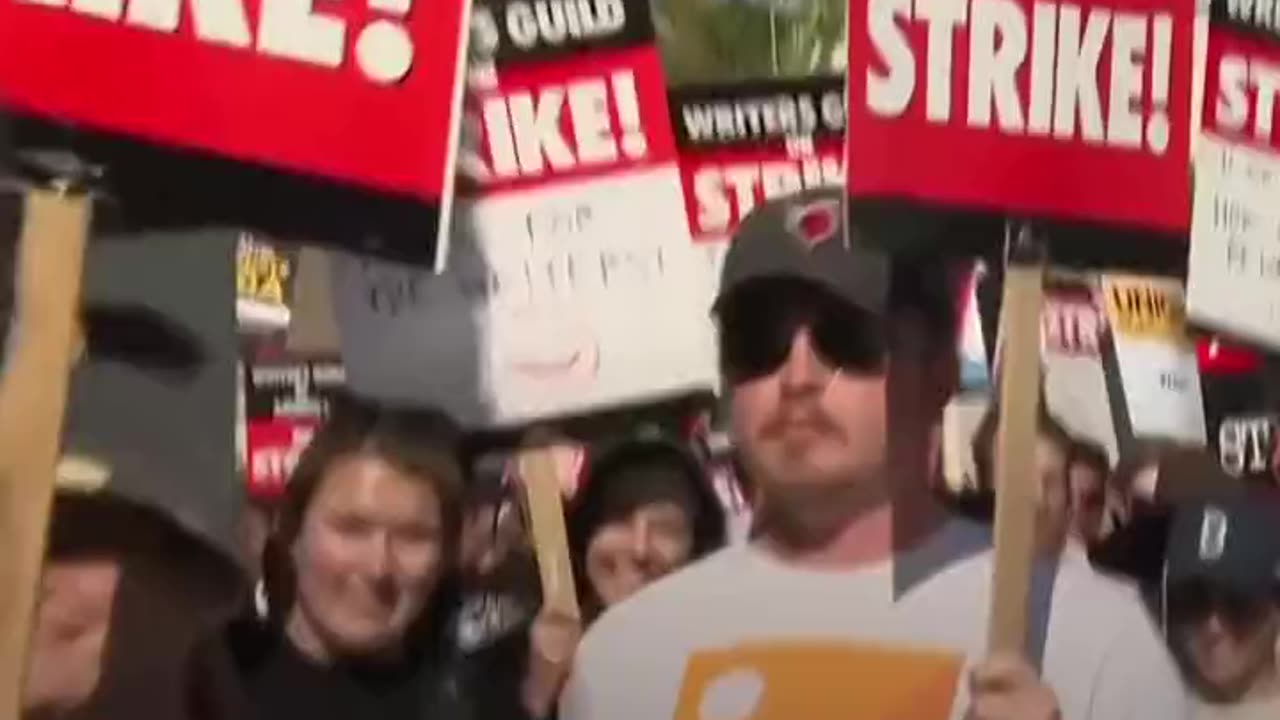 Actors in Los Angeles and New York showed their support for the writers union