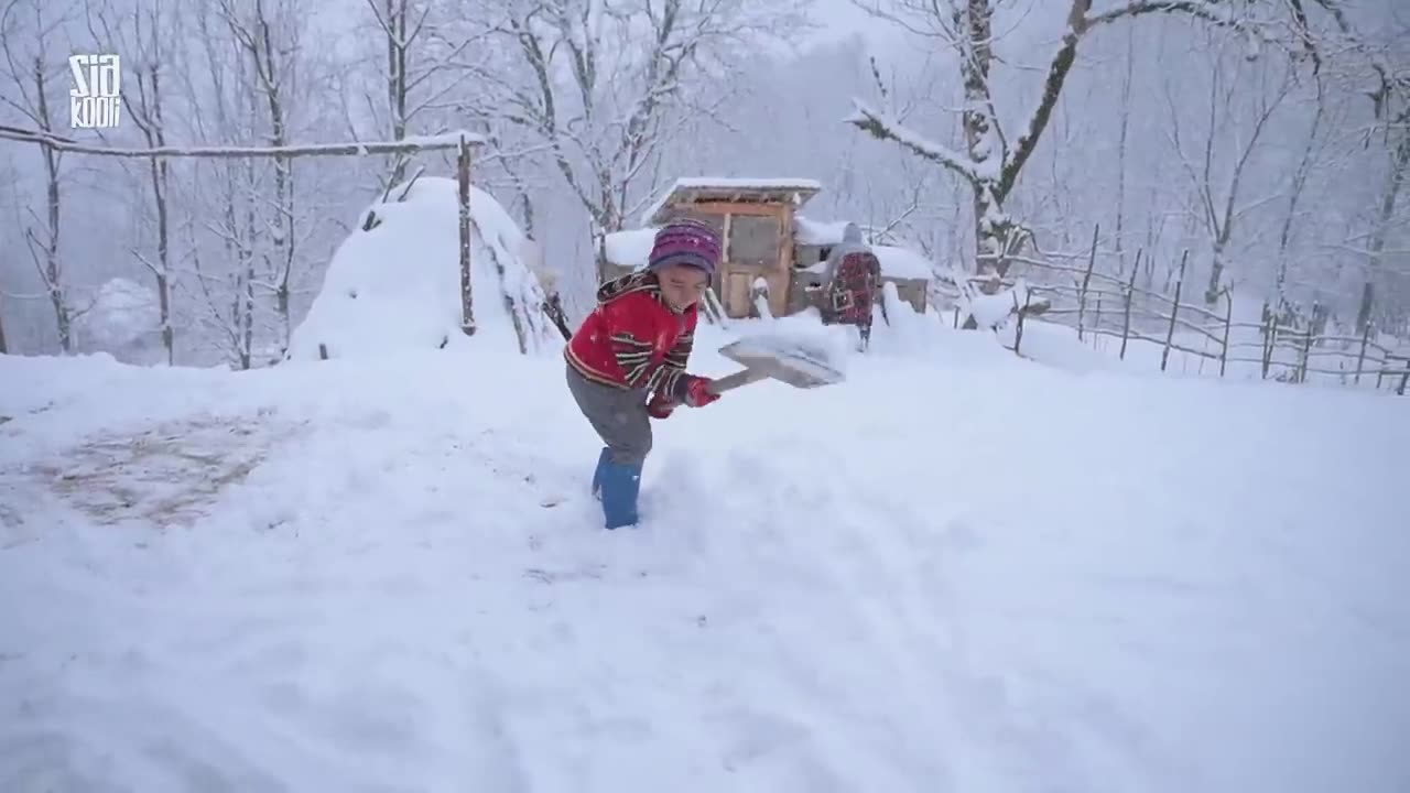 Life in Winter at Village of Talesh Mountains.