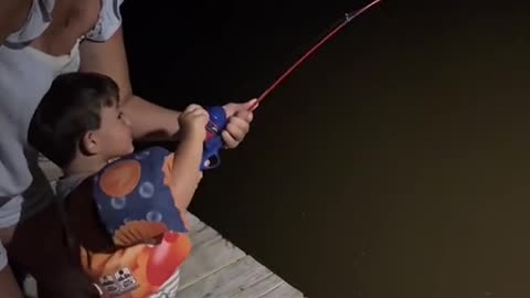 Nothing better than watching your son work on speckled trout with a spider man pole#gulfofamericatac