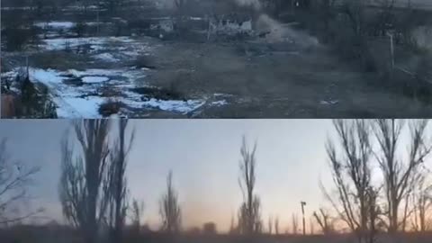 2 Camera View of Ukrainian BTR Lighting Up Russian Positions