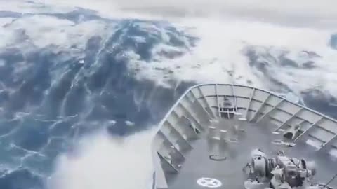 Boat collides with massive wave in the deep sea🌊