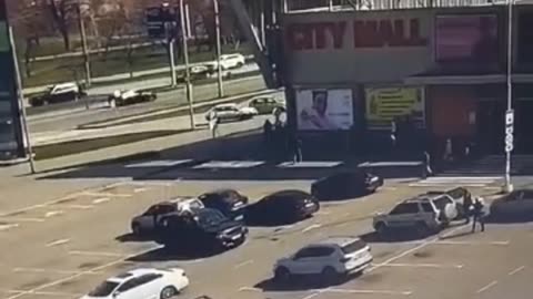 President Zelensky posts a video of a Russian missile hitting a residential high-rise.