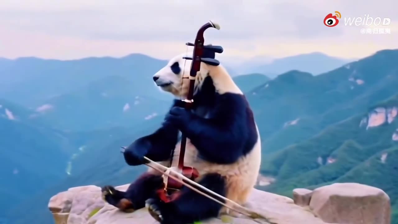 Panda plays the violin،pandas violin players