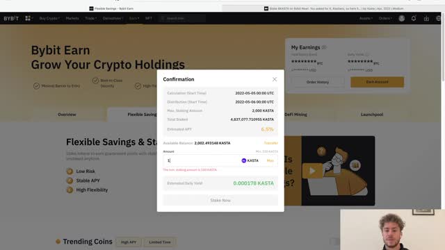 KASTA Staking Tutorial On Bybit