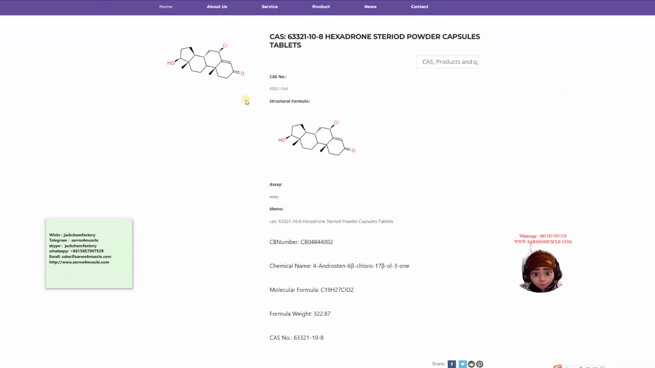 Hexadrone 4-Androsten-6β-chloro-17β-ol-3-one CAS: 63321-10-8