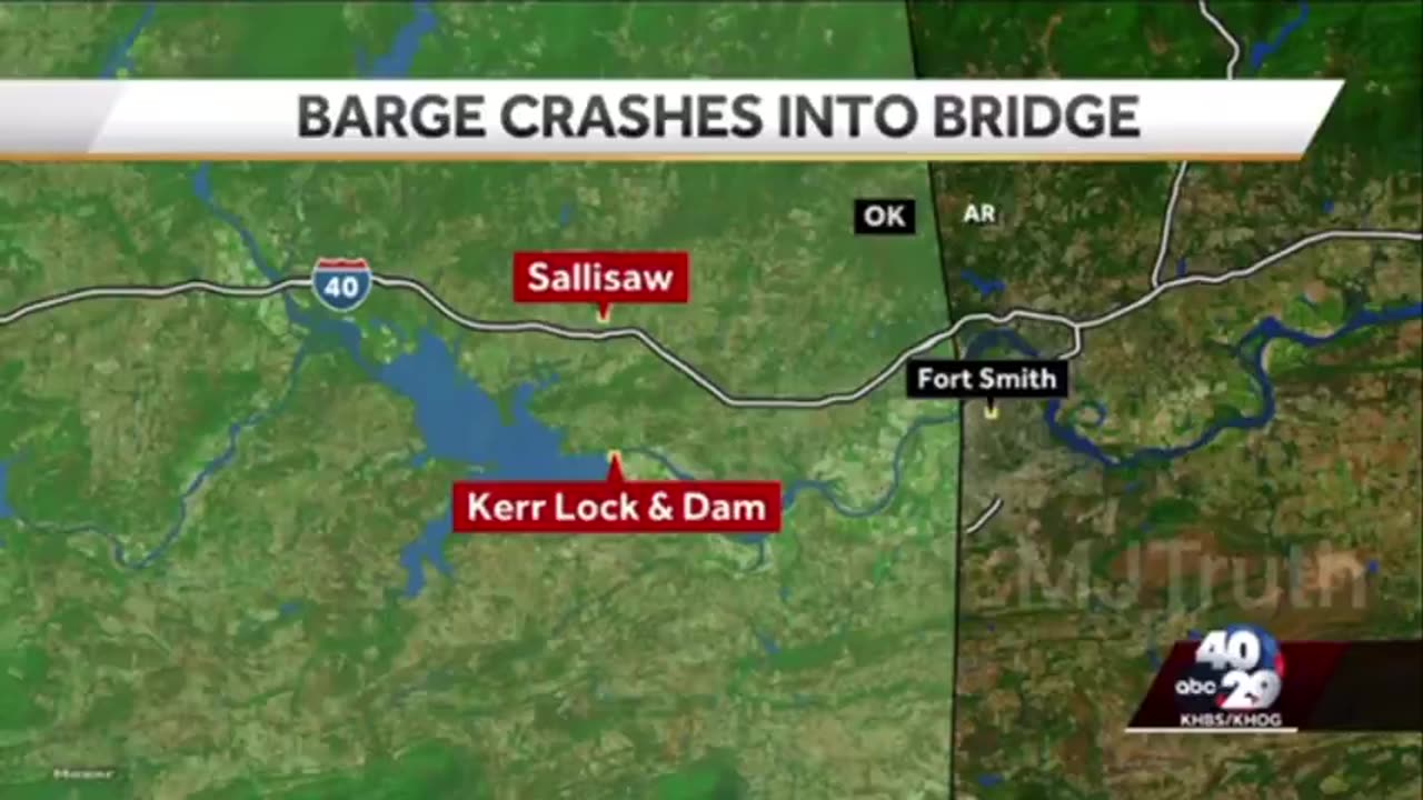 Oklahoma- Media report on US 59 Bridge being struck by a barge