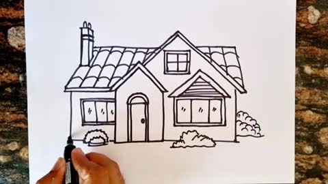 How to draw House Step by step // Kids Colouring Page // Easy Drawing