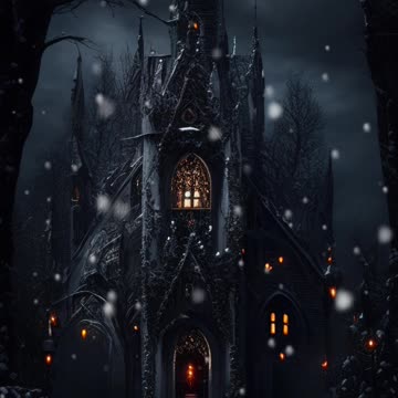 Winter Mystery | Dark House | Gothic Art | AI Art