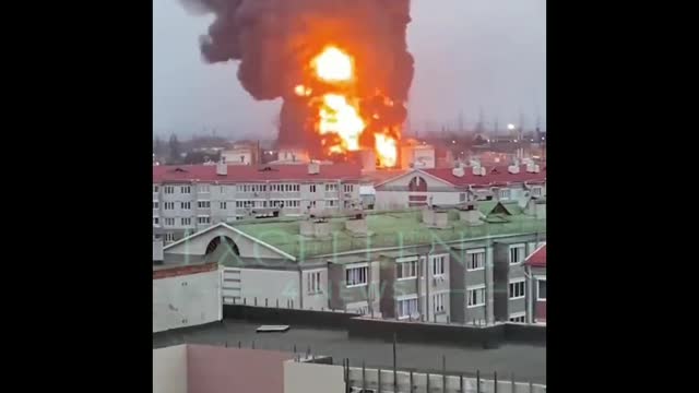 Buildings in Ukraine are burning