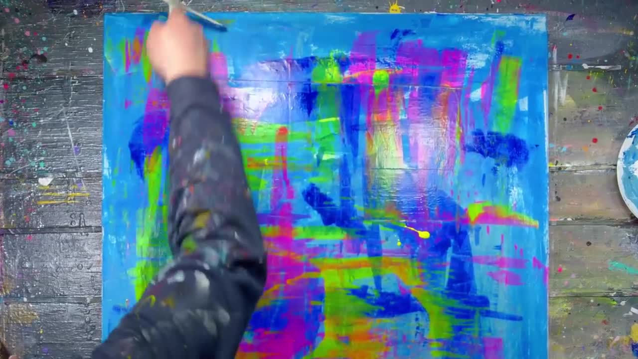 Colorful Pop Art / Abstract Painting Demo With Stencils | Peace