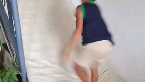 Smart boy makes his DIY slide