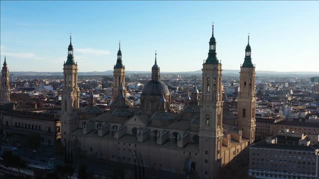 catedral basilica de nuestra senora del pilar sunset aerial roman catholic church