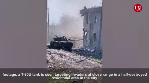 Ukrainian tank fires at Russian positions in Bakhmut