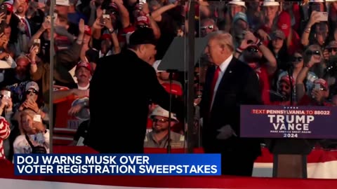 DOJ warns Elon Musk his $1M giveaway to registered voters may violate federal law