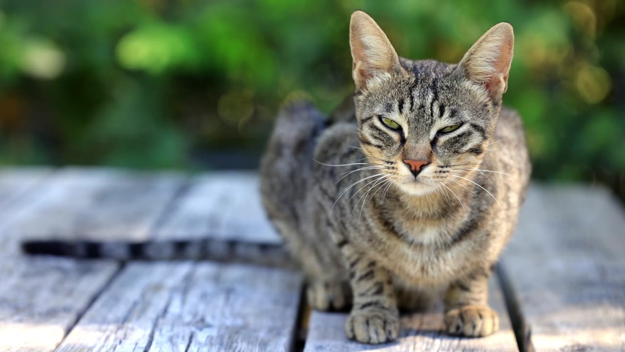 Cats in close up and slow motion.