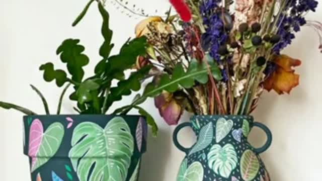 Artistic new pot painting 🖌️/plantar decoration with newpot paint ideas