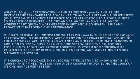 what is iso 45001 certification in Philippines?