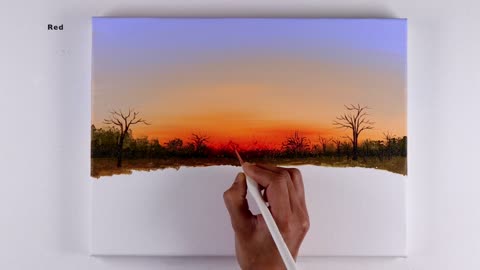 Sunset Painting | Sunset Landscape Painting | Sunset on the Lake Acrylic Painting